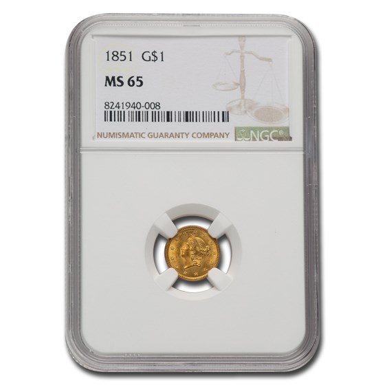 1851 $1 Indian Head Gold MS-65 NGC 1851 $1 Indian Head Gold MS-65 NGC
